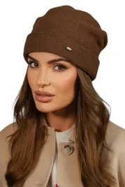 welniana-czapka-damska-beanie-z-wywinieciem-polska-krokus-kolor-tabacco