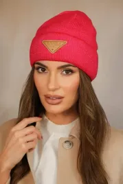 czapka-damska-beanie-szerokie-wywiniecie-przeplatane-barwy-naomi-szkarlatna
