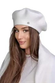 beret-damski-klasyczny-gladki-jednolity-ze-srebrnym-logo-ecru-afrah