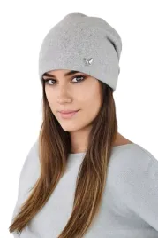 jasno-szara-zimowa-czapka-damska-beanie-gladka-welniana-polska-kamea-lily