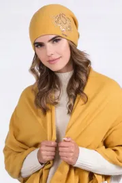 miodowa-welniana-czapka-damska-beanie-ozdobne-cekiny-polska-kamea-lajla