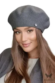beret-damski-klasyczny-gladki-jednolity-ze-srebrnym-logo-grafitowy-afrah