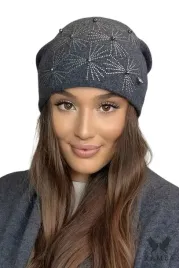 zimowa-czapka-damska-beanie-lsniacy-wzor-koraliki-polska-huma-grafitowa