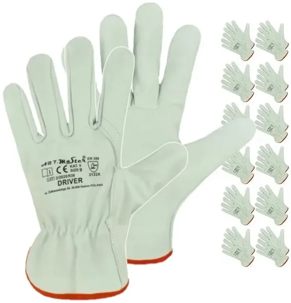 SPAWALNICZE rękawice robocze KOZIA SKÓRA rękawiczki skórzane ochronne 12PAR