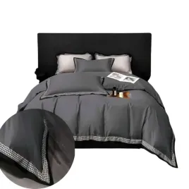2-x-posciel-160x200cm-z-falbanka-w-kratke-gruba-cotton-world-ciemno-szara-3