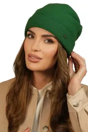 welniana-czapka-damska-beanie-z-wywinieciem-polska-zielona-kamea-krokus