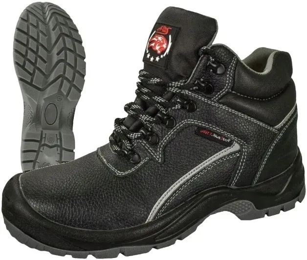 Buty robocze męskie S1 Trzewiki Skórzane z Metalowym Noskiem BHP czarne 42