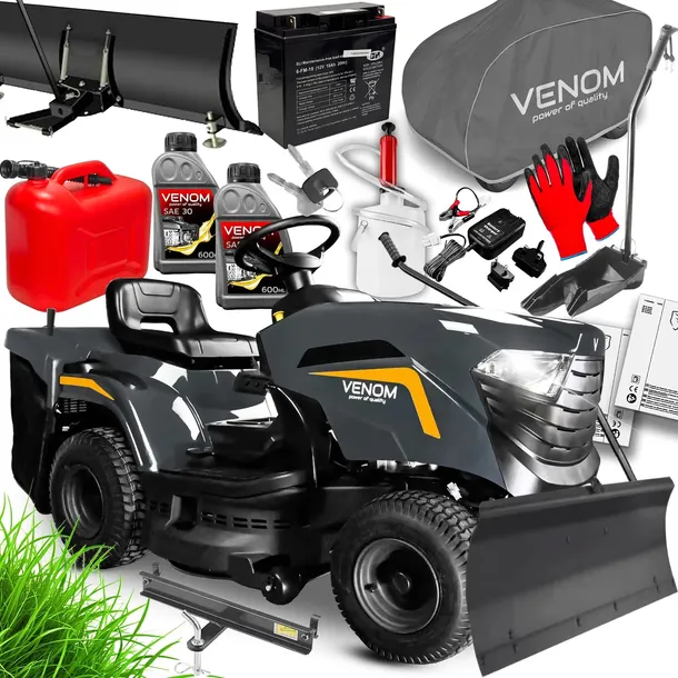 TRAKTOR OGRODOWY VENOM BY STIGA KOSIARKA HYDROSTAT MULCZOWANIE ZESTAW PŁUG