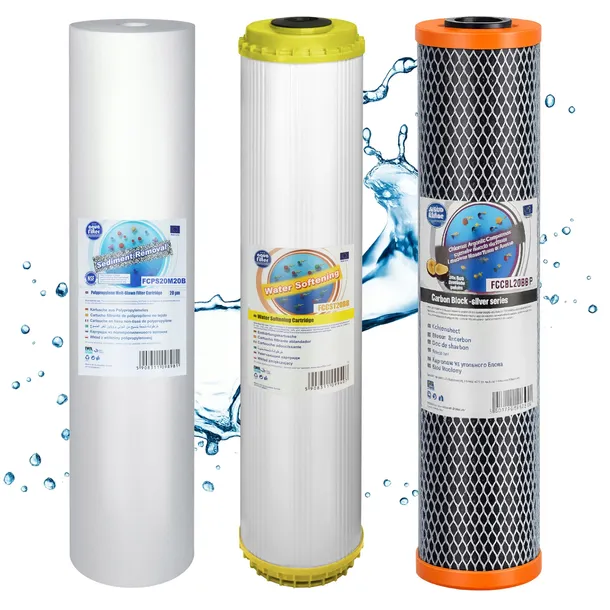 Komplet Wkładów BIG BLUE 20” Aquafilter FCPS20M20B FCCST20BB FCCBL20BB-P