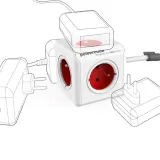 2-x-listwa-kostka-allocacoc-powercube-5-gniazd-3m-stan-nowy-kolor-czerwony