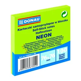karteczki-samoprzylepne-donau-76-x-76-mm-zielony-neon-1x100szt