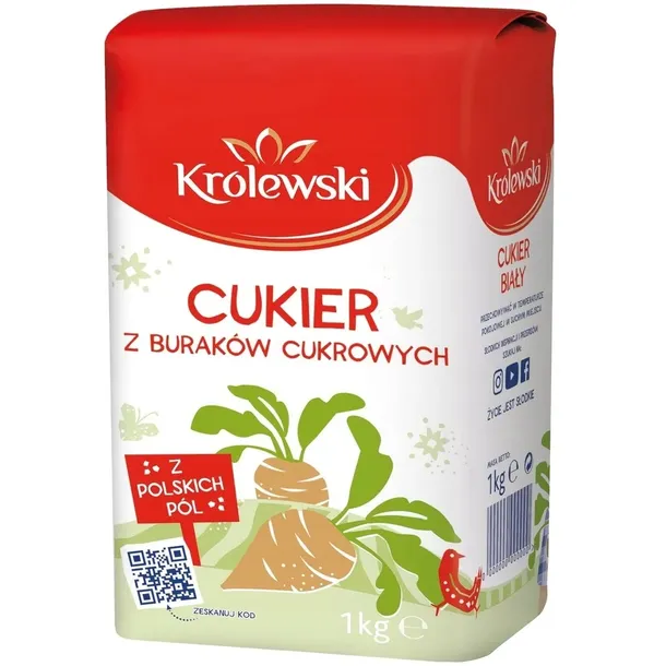 CUKIER BIAŁY Królewski 1kg - Tradycyjny Cukier Kryształ