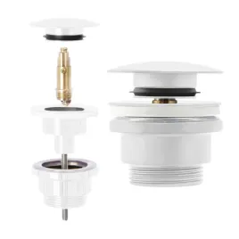 korek-umywalkowy-okragly-uniwersalny-klik-klak-bialy-mat-mosiadz-rea