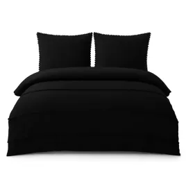 posciel-boho-z-pomponami-160x200-mikrofibra-czarny