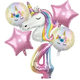 balony-na-4-urodziny-jednorozec-zestaw-6-balonow-foliowych-cyfra-4-100-cm