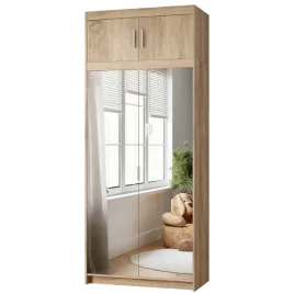 szafa-z-nadstawka-90-cm-kuba-z-lustrem-polkami-i-drazkiem-dab-sonoma