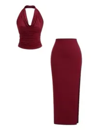 shein-damski-czerwony-komplet-top-spodnica-gladka-l-1di