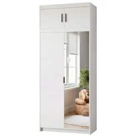 szafa-biala-z-lustrem-i-nadstawka-90-cm-kuba-z-polkami-i-drazkiem