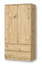 szafa-90-dwudrzwiowa-garderoba-z-2-szufladami-i-polkami-dab-artisan-pojemna