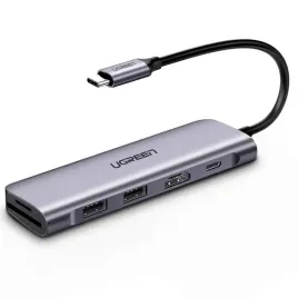 ugreen-adapter-6w1-hub-usb-c-do-2x-usb-3-0-hdmi-sd-microsd-pd-czarny