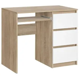 biurko-radek-90-cm-dab-sonoma-bialy-mat-3-szuflady-prawe-laminowane