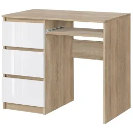 biurko-radek-90-cm-dab-sonoma-bialy-polysk-3-szuflady-lewe-laminowane