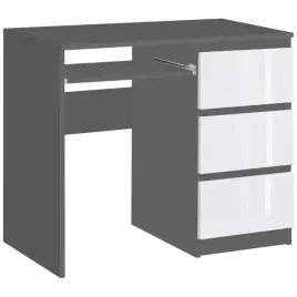 biurko-radek-90-cm-szary-bialy-polysk-3-szuflady-prawe-laminowane