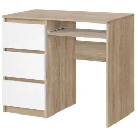 biurko-radek-90-cm-dab-sonoma-bialy-mat-3-szuflady-lewe-laminowane