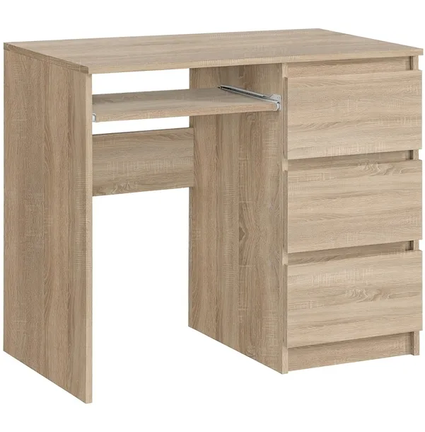 Biurko RADEK 90 cm dąb sonoma komputerowe 3 szuflady prawe laminowane