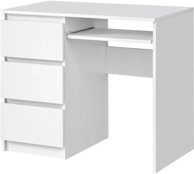 Biurko RADEK 90 cm białe komputerowe 3 szuflady lewe laminowane
