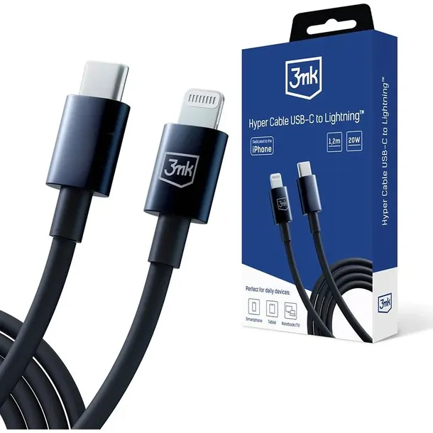 kabel-3mk-hyper-usb-c-lightning-20w-1-2m-czarny-black-stan-nowy-kolor-czarny