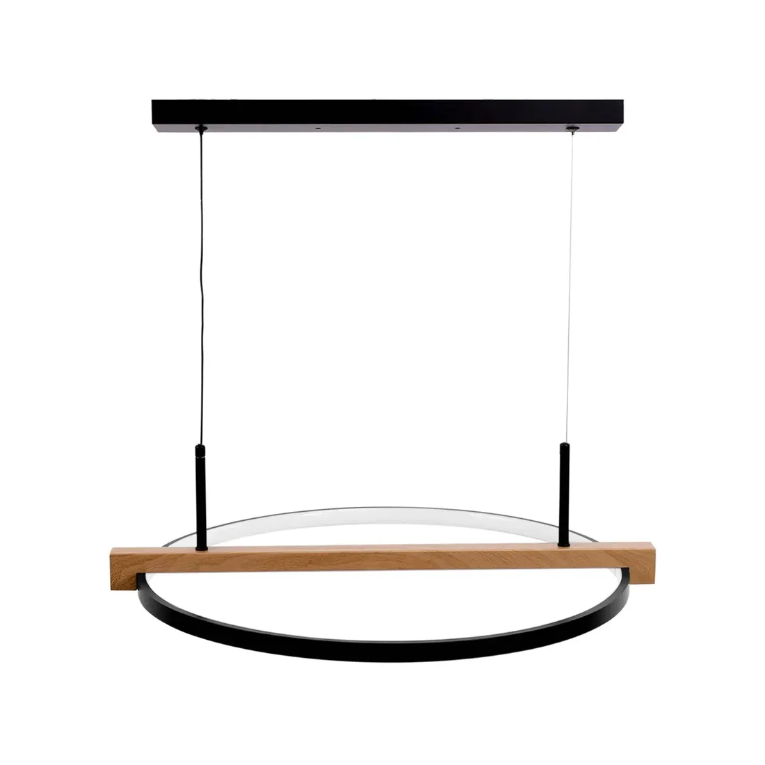 lampa-sufitowa-led-czarna-drewno-wiszaca-zyrandol-ring-pilot-stan-nowy