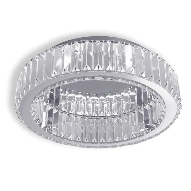 LAMPA SUFITOWA PLAFON LED CHROM KRYSZTAŁOWA OKRĄGŁA 40cm LUSTRZANA 4000K
