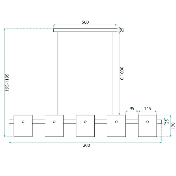 lampa-sufitowa-wiszaca-5-punktowa-szklana-czarna-szara-5xg9-toolight-liczba-punktow-swiatla-5