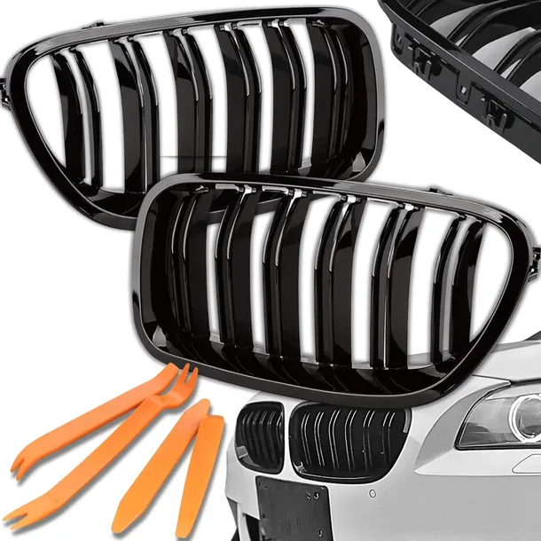 Nerki Grill do BMW F10 F11 Czarny Połysk Atrapa M3 Kratka Podwójne Żeberka