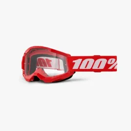 gogle-narciarskie-100-procent-strata-2-youth-czerwone-soczewki-clear
