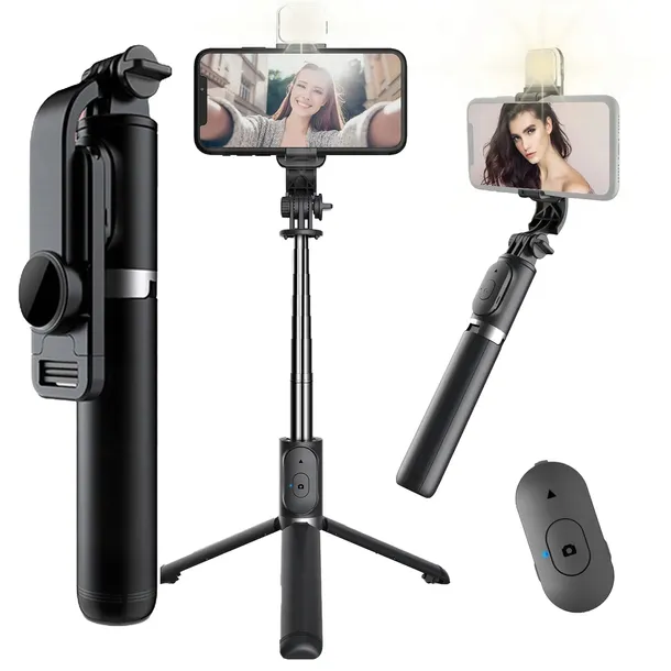 KIJEK DO SELFIE STICK BLUETOOTH DŁUGI DO TELEFONU STATYW Z PILOTEM LAMPA