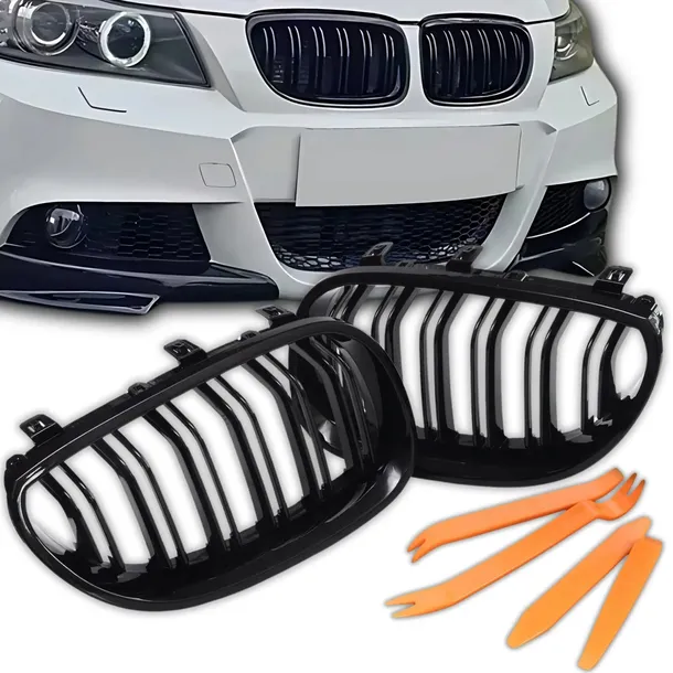 GRILL NERKI BMW E90 E91 POLIFT LCI 08-13 Czarny Połysk Czarne M PAKIET M3