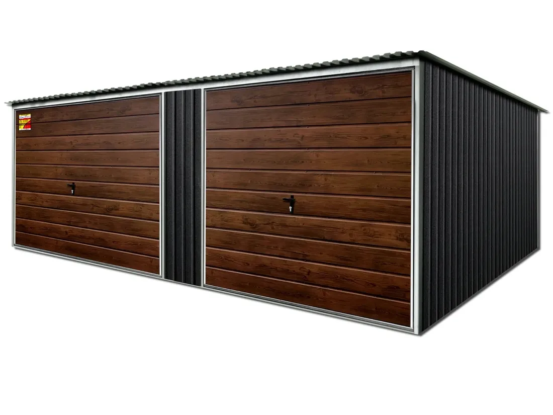 garaz-blaszany-7x5-grafit-lux-drewnopodobne-bramy-uchylne-blaszak-na-wymiar-stan-nowy