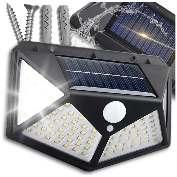 LAMPA SOLARNA ULICZNA ZEWNĘTRZNA Z CZUJNIKIEM RUCHU ZMIERZCHU ELEWACYJNA