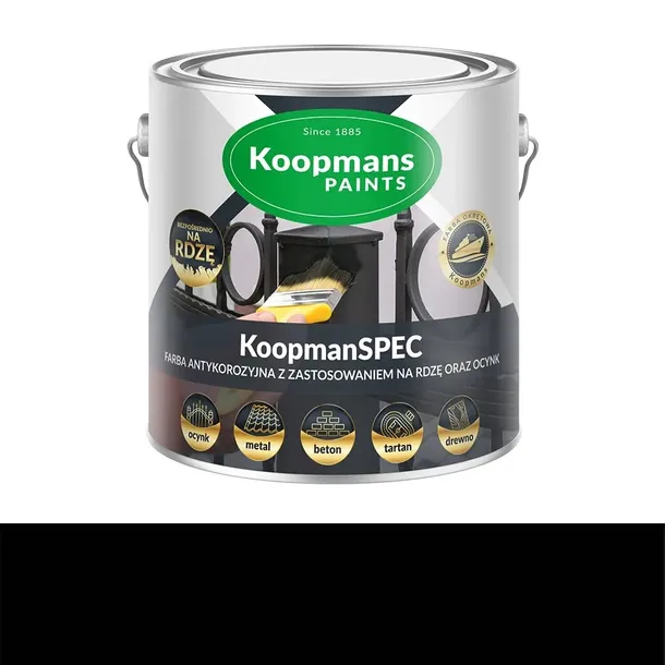 KoopmanSPEC farba antykorozyjna na rdzę, beton metal drewno 5L RAL 9005