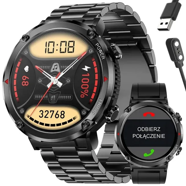 SMARTWATCH MĘSKI GRAVITY GT21-1 - BLUETOOTH CALL, DODATKOWY PASEK + GRAWER