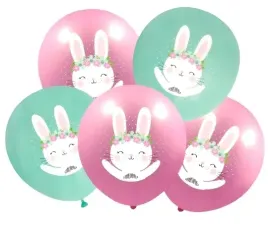 balony-lateksowe-mietowy-rozowy-krolik-zajaczek-30cm-12-cali-zestaw-5-szt