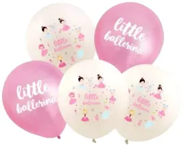 balony-lateksowe-bialy-rozowy-little-ballerina-30cm-12-cali-zestaw-5-szt