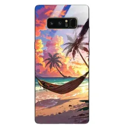 etui-do-samsung-note-8-wakacje-plaza-zachod-slonca-ocean-fale-palmy-wzory