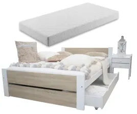 lozko-drewniane-lea-120x200-biale-dab-sonoma-stelaz-materac-piankowy