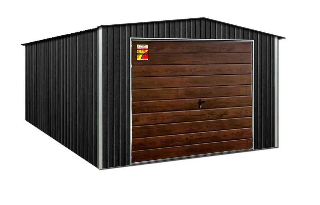 garaz-blaszany-5x5-grafit-lux-drewnopodobna-brama-uchylna-blaszak-na-wymiar