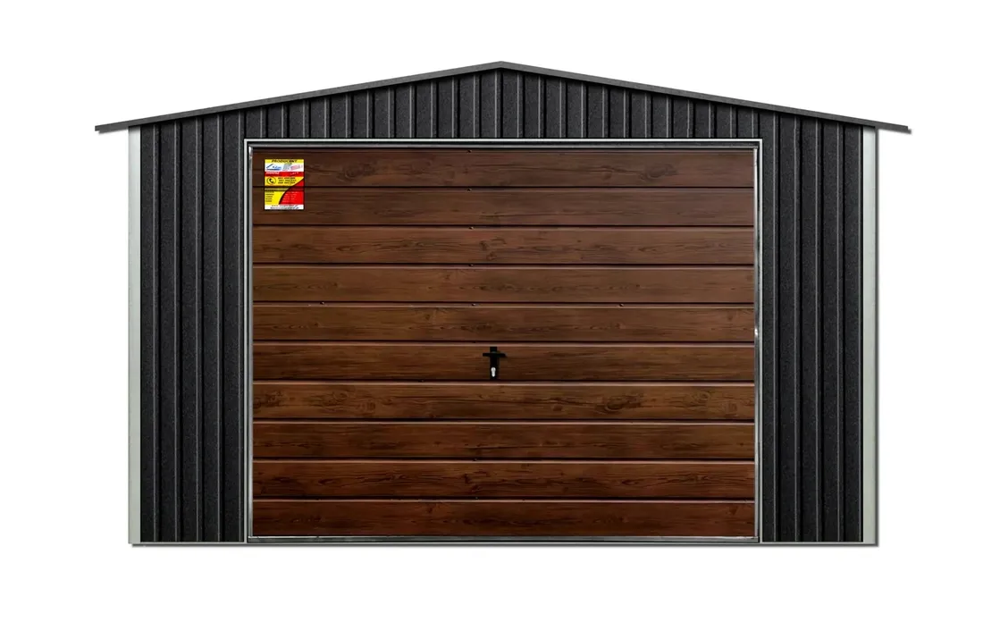 garaz-blaszany-5x5-grafit-lux-drewnopodobna-brama-uchylna-blaszak-na-wymiar