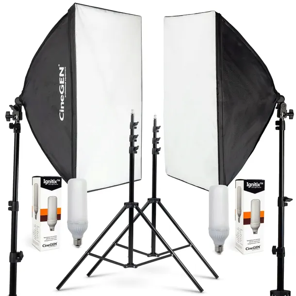 Zestaw oświetleniowy 2x Lampa Softbox 50x70 + Moc 250W LED