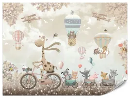 fototapeta-dla-dzieci-zwierzeta-balony-kwiaty-styl-retro-samoloty-450x300